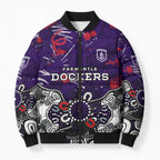 Personalized Fremantle Dockers Bomber Puffer Jacket Aboriginal Dot Painting Graffiti Style
