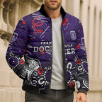 Personalized Fremantle Dockers Bomber Puffer Jacket Aboriginal Dot Painting Graffiti Style