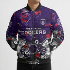 Personalized Fremantle Dockers Bomber Puffer Jacket Aboriginal Dot Painting Graffiti Style