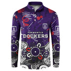 Personalized Fremantle Dockers Button Sweatshirt Aboriginal Dot Painting Graffiti Style