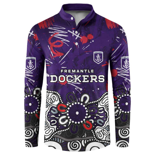 Personalized Fremantle Dockers Button Sweatshirt Aboriginal Dot Painting Graffiti Style