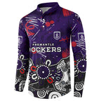 Personalized Fremantle Dockers Button Sweatshirt Aboriginal Dot Painting Graffiti Style