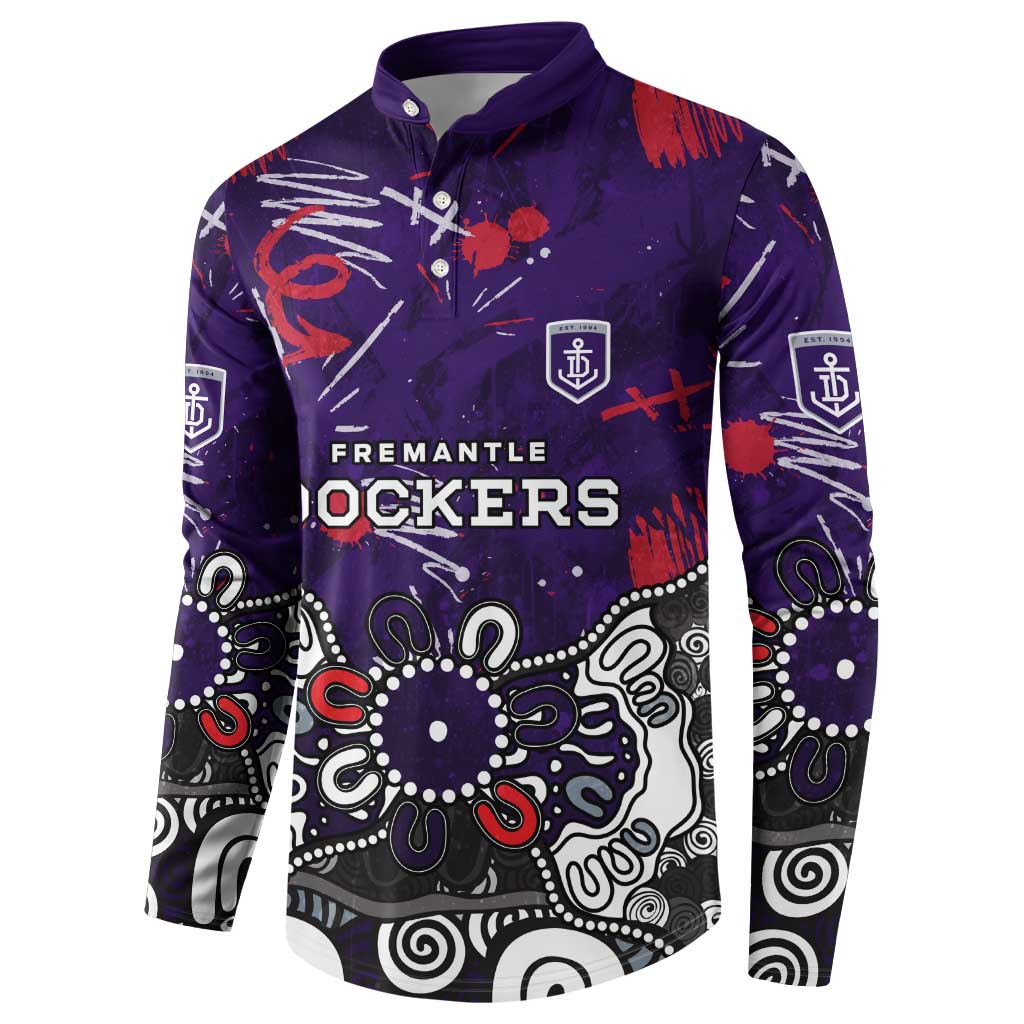 Personalized Fremantle Dockers Button Sweatshirt Aboriginal Dot Painting Graffiti Style