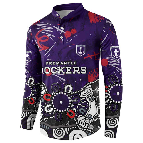 Personalized Fremantle Dockers Button Sweatshirt Aboriginal Dot Painting Graffiti Style