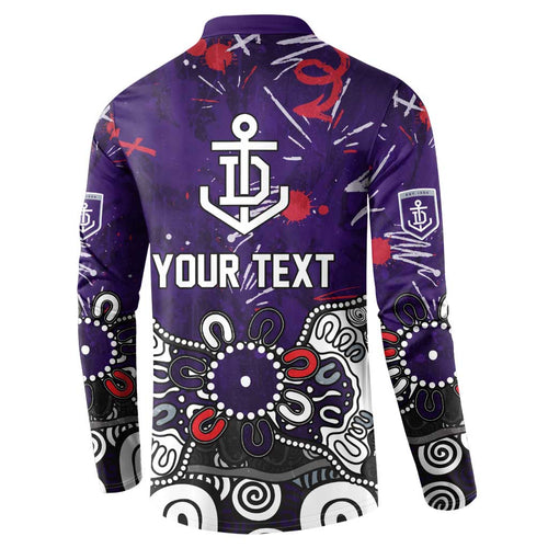 Personalized Fremantle Dockers Button Sweatshirt Aboriginal Dot Painting Graffiti Style