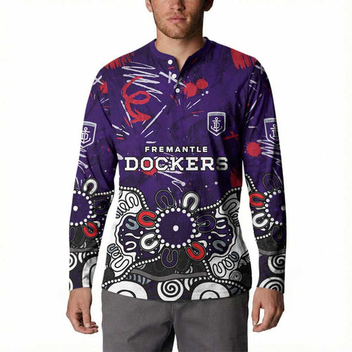 Personalized Fremantle Dockers Button Sweatshirt Aboriginal Dot Painting Graffiti Style