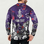 Personalized Fremantle Dockers Button Sweatshirt Aboriginal Dot Painting Graffiti Style