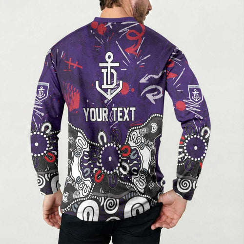 Personalized Fremantle Dockers Button Sweatshirt Aboriginal Dot Painting Graffiti Style