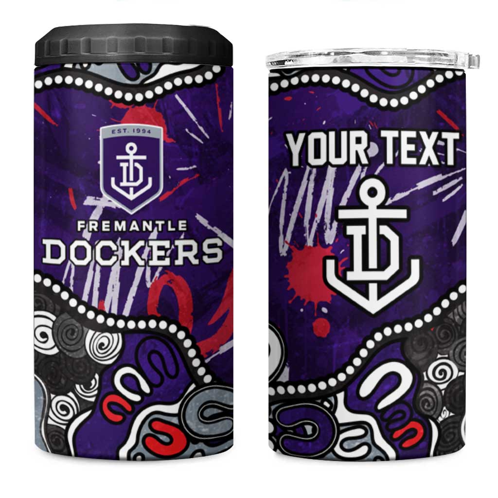 Personalized Fremantle Dockers 4 in 1 Can Cooler Tumbler Aboriginal Dot Painting Graffiti Style