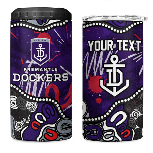 Personalized Fremantle Dockers 4 in 1 Can Cooler Tumbler Aboriginal Dot Painting Graffiti Style