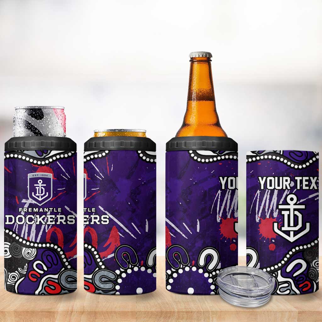 Personalized Fremantle Dockers 4 in 1 Can Cooler Tumbler Aboriginal Dot Painting Graffiti Style