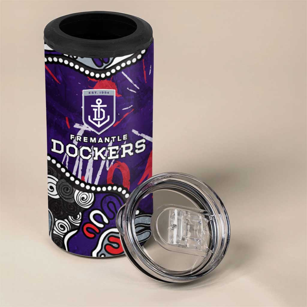 Personalized Fremantle Dockers 4 in 1 Can Cooler Tumbler Aboriginal Dot Painting Graffiti Style