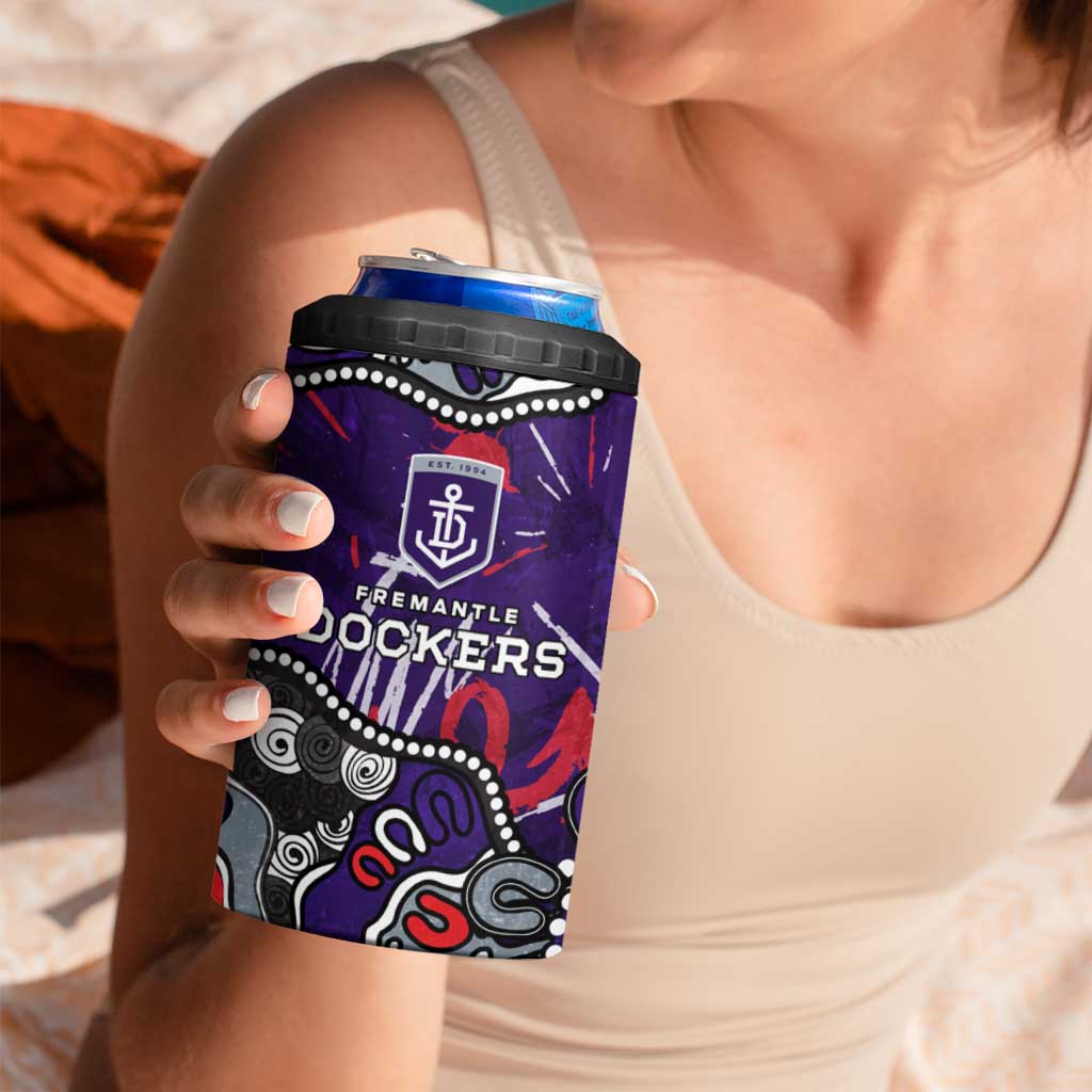 Personalized Fremantle Dockers 4 in 1 Can Cooler Tumbler Aboriginal Dot Painting Graffiti Style