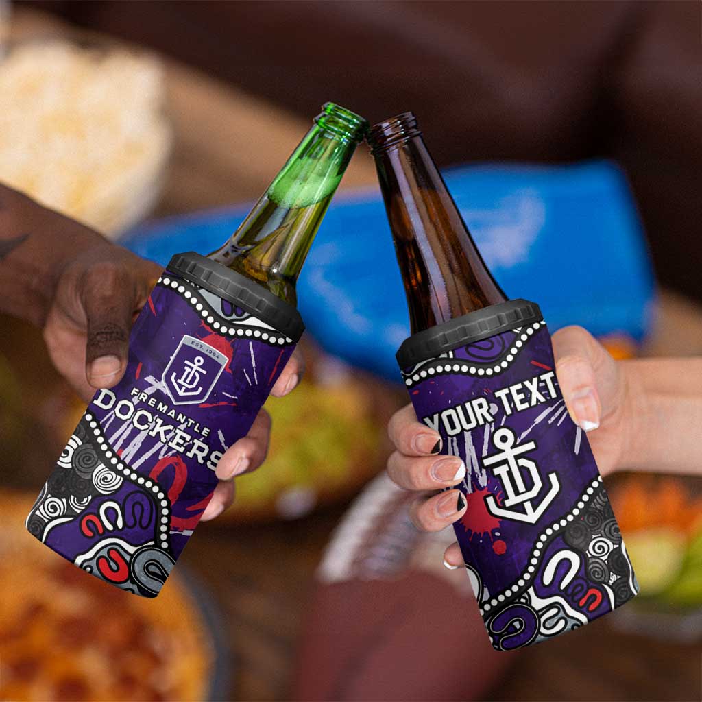 Personalized Fremantle Dockers 4 in 1 Can Cooler Tumbler Aboriginal Dot Painting Graffiti Style