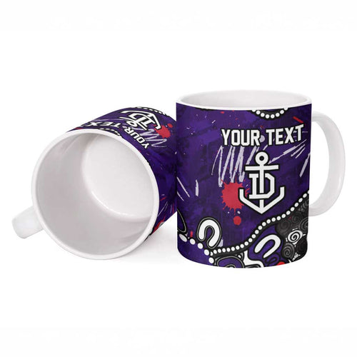 Personalized Fremantle Dockers Ceramic Mug Aboriginal Dot Painting Graffiti Style