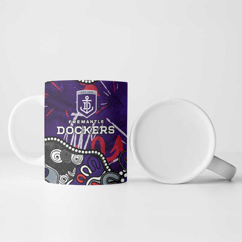 Personalized Fremantle Dockers Ceramic Mug Aboriginal Dot Painting Graffiti Style