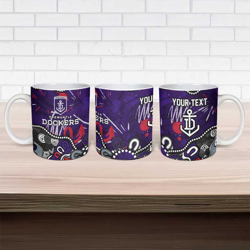 Personalized Fremantle Dockers Ceramic Mug Aboriginal Dot Painting Graffiti Style