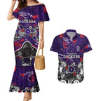 Personalized Fremantle Dockers Couples Matching Mermaid Dress and Hawaiian Shirt Aboriginal Dot Painting Graffiti Style