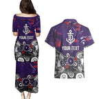 Personalized Fremantle Dockers Couples Matching Puletasi and Hawaiian Shirt Aboriginal Dot Painting Graffiti Style