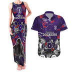 Personalized Fremantle Dockers Couples Matching Tank Maxi Dress and Hawaiian Shirt Aboriginal Dot Painting Graffiti Style