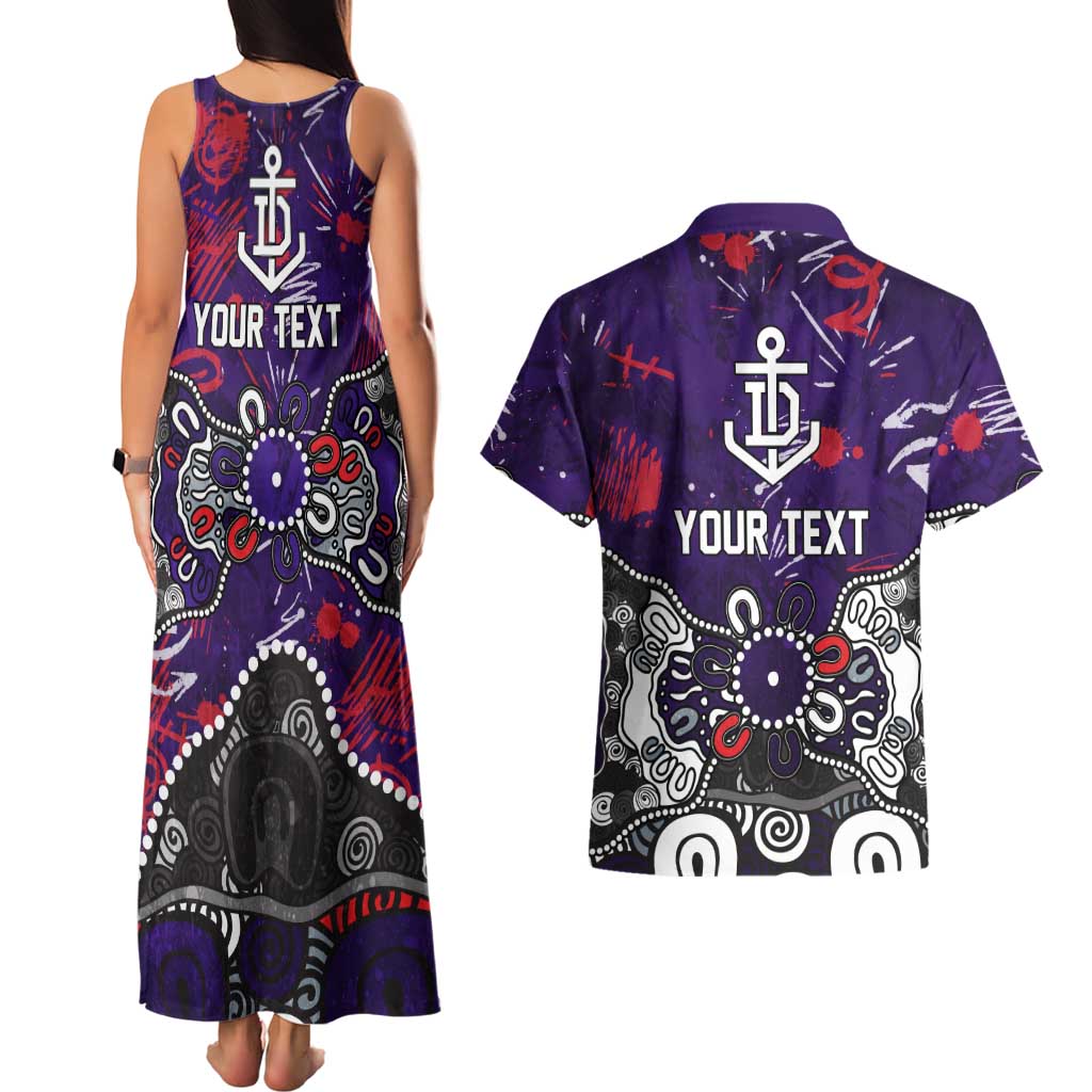 Personalized Fremantle Dockers Couples Matching Tank Maxi Dress and Hawaiian Shirt Aboriginal Dot Painting Graffiti Style
