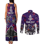 Personalized Fremantle Dockers Couples Matching Tank Maxi Dress and Long Sleeve Button Shirt Aboriginal Dot Painting Graffiti Style