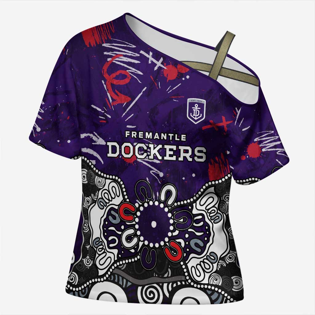 Personalized Fremantle Dockers Cross Shoulder Shirt Aboriginal Dot Painting Graffiti Style