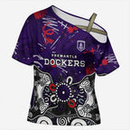 Personalized Fremantle Dockers Cross Shoulder Shirt Aboriginal Dot Painting Graffiti Style