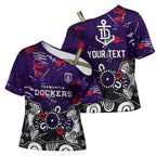 Personalized Fremantle Dockers Cross Shoulder Shirt Aboriginal Dot Painting Graffiti Style