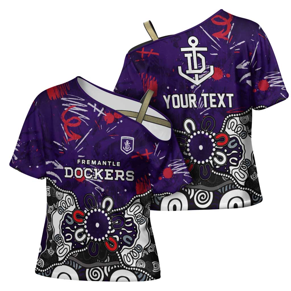 Personalized Fremantle Dockers Cross Shoulder Shirt Aboriginal Dot Painting Graffiti Style