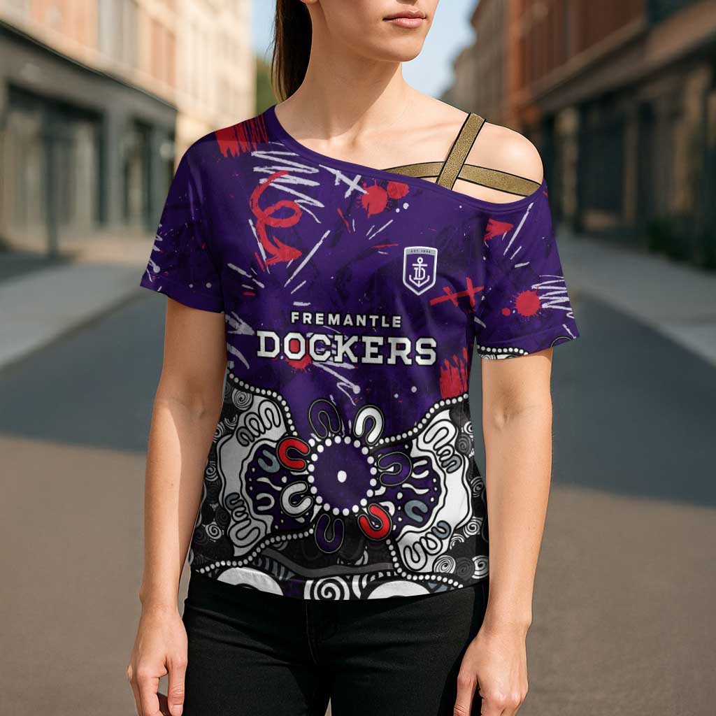 Personalized Fremantle Dockers Cross Shoulder Shirt Aboriginal Dot Painting Graffiti Style