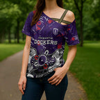 Personalized Fremantle Dockers Cross Shoulder Shirt Aboriginal Dot Painting Graffiti Style
