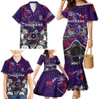 Personalized Fremantle Dockers Family Matching Mermaid Dress and Hawaiian Shirt Aboriginal Dot Painting Graffiti Style