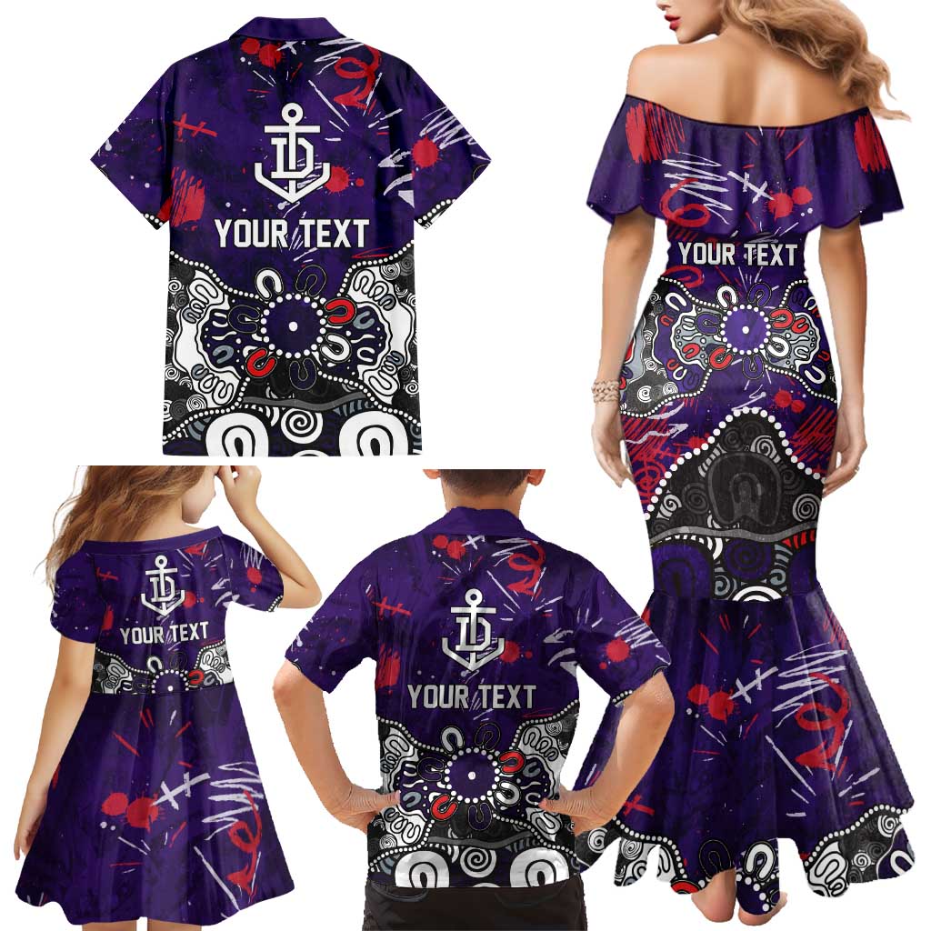 Personalized Fremantle Dockers Family Matching Mermaid Dress and Hawaiian Shirt Aboriginal Dot Painting Graffiti Style