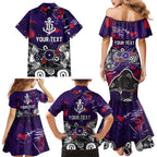 Personalized Fremantle Dockers Family Matching Mermaid Dress and Hawaiian Shirt Aboriginal Dot Painting Graffiti Style