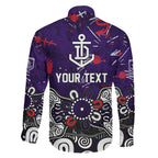 Personalized Fremantle Dockers Family Matching Off The Shoulder Long Sleeve Dress and Hawaiian Shirt Aboriginal Dot Painting Graffiti Style