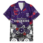 Personalized Fremantle Dockers Family Matching Off Shoulder Maxi Dress and Hawaiian Shirt Aboriginal Dot Painting Graffiti Style