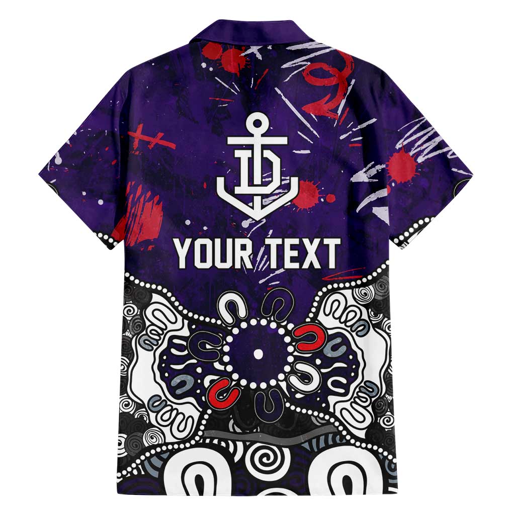 Personalized Fremantle Dockers Family Matching Off Shoulder Short Dress and Hawaiian Shirt Aboriginal Dot Painting Graffiti Style