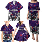 Personalized Fremantle Dockers Family Matching Puletasi and Hawaiian Shirt Aboriginal Dot Painting Graffiti Style