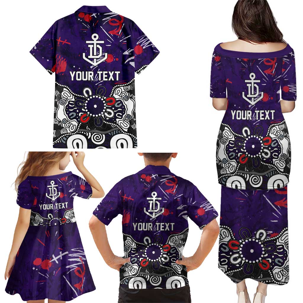 Personalized Fremantle Dockers Family Matching Puletasi and Hawaiian Shirt Aboriginal Dot Painting Graffiti Style