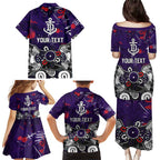 Personalized Fremantle Dockers Family Matching Puletasi and Hawaiian Shirt Aboriginal Dot Painting Graffiti Style