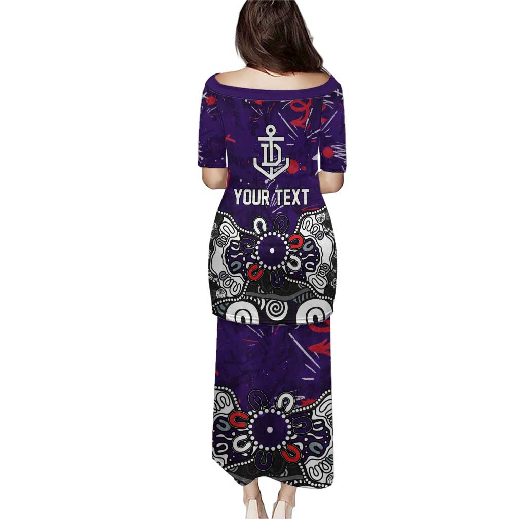 Personalized Fremantle Dockers Family Matching Puletasi and Hawaiian Shirt Aboriginal Dot Painting Graffiti Style