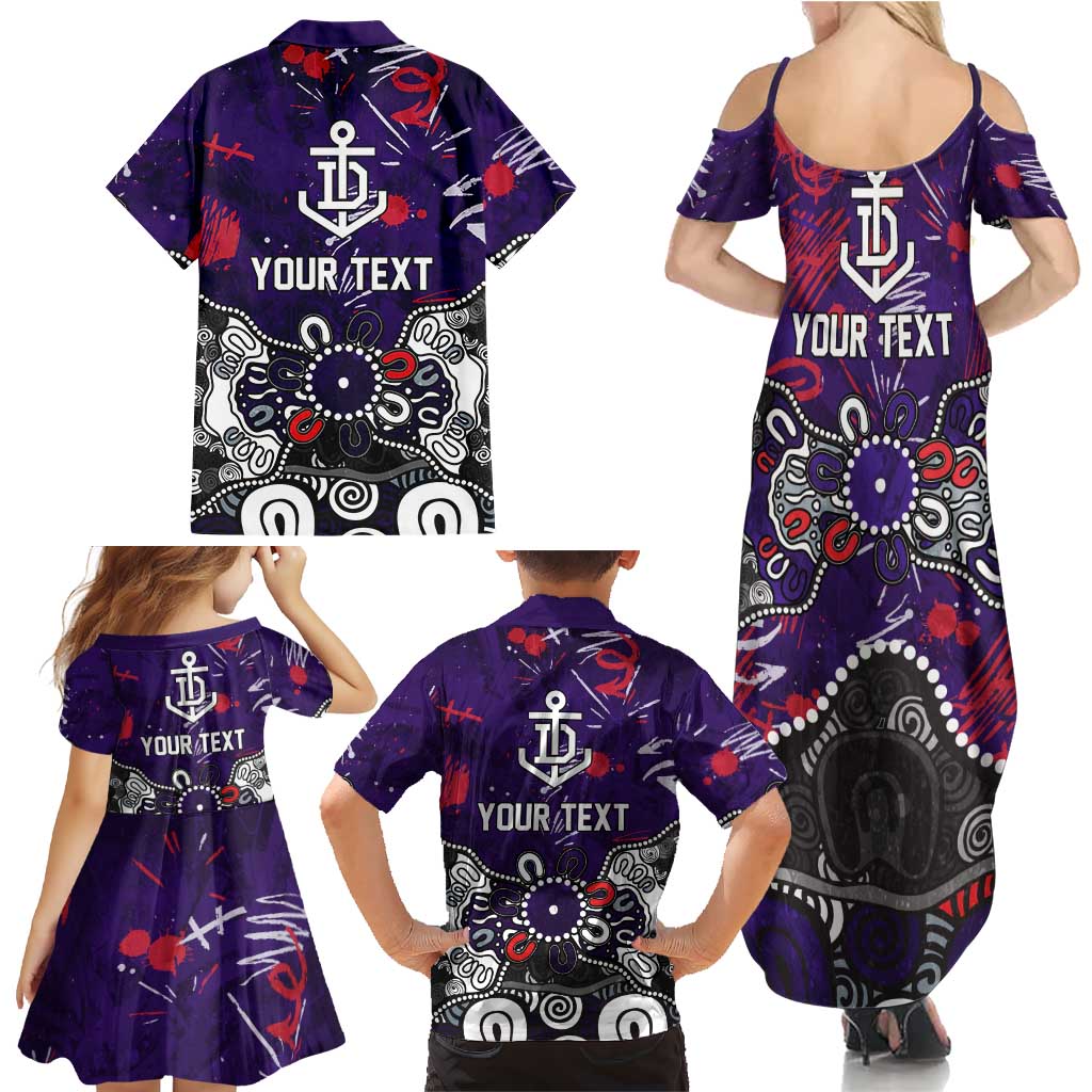 Personalized Fremantle Dockers Family Matching Summer Maxi Dress and Hawaiian Shirt Aboriginal Dot Painting Graffiti Style