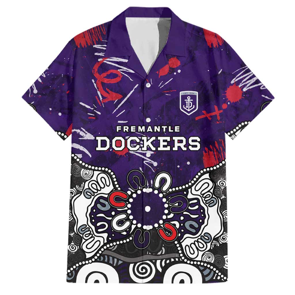 Personalized Fremantle Dockers Family Matching Summer Maxi Dress and Hawaiian Shirt Aboriginal Dot Painting Graffiti Style