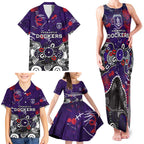 Personalized Fremantle Dockers Family Matching Tank Maxi Dress and Hawaiian Shirt Aboriginal Dot Painting Graffiti Style