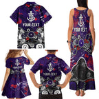 Personalized Fremantle Dockers Family Matching Tank Maxi Dress and Hawaiian Shirt Aboriginal Dot Painting Graffiti Style