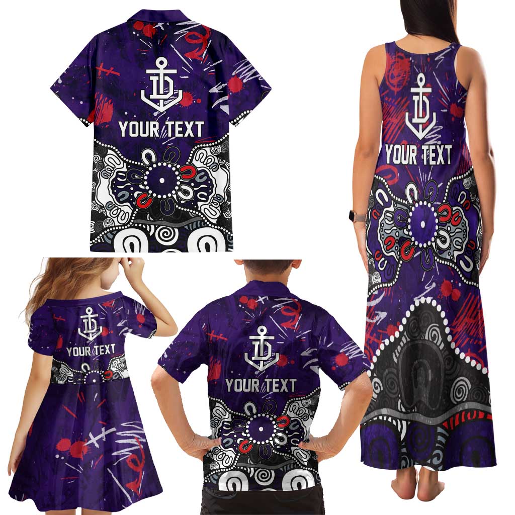 Personalized Fremantle Dockers Family Matching Tank Maxi Dress and Hawaiian Shirt Aboriginal Dot Painting Graffiti Style