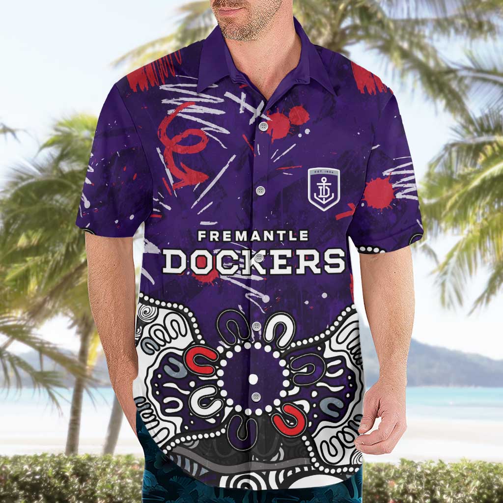 Personalized Fremantle Dockers Hawaiian Shirt Aboriginal Dot Painting Graffiti Style
