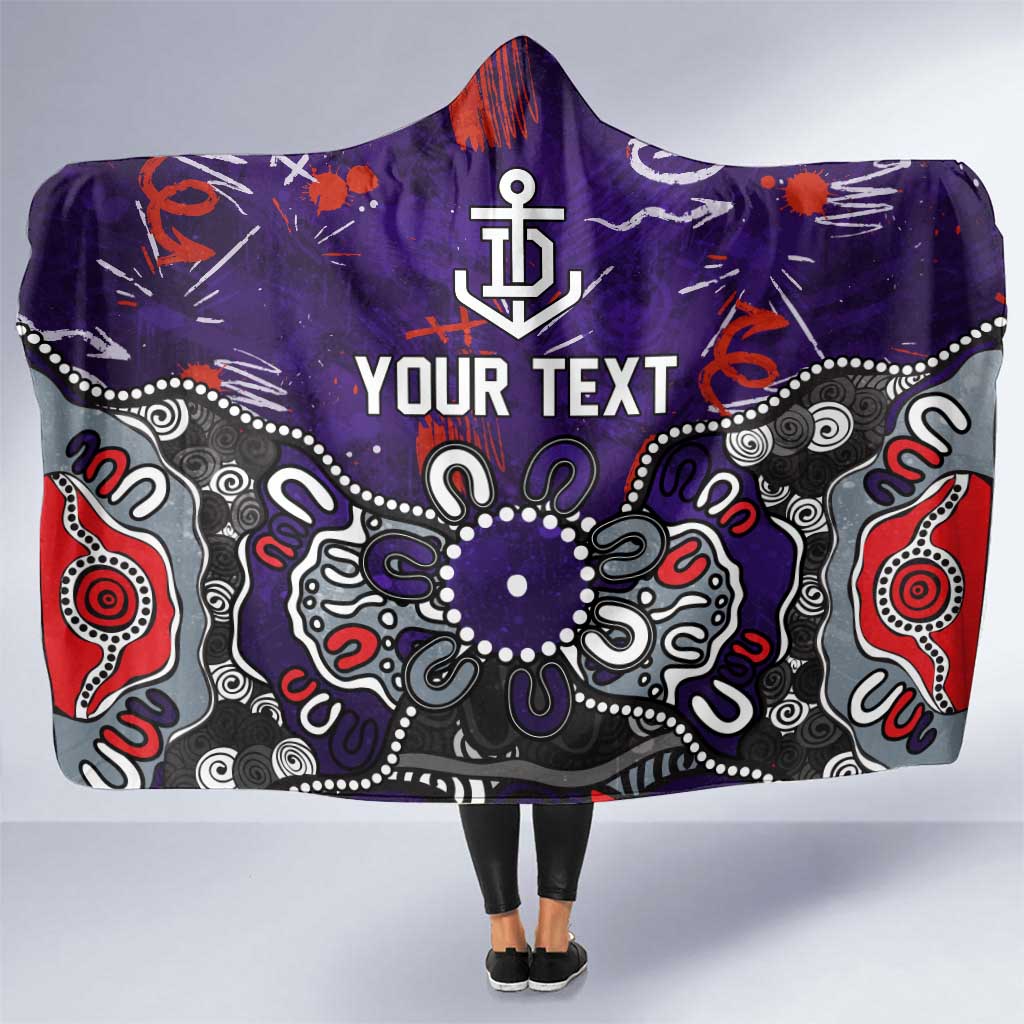 Personalized Fremantle Dockers Hooded Blanket Aboriginal Dot Painting Graffiti Style