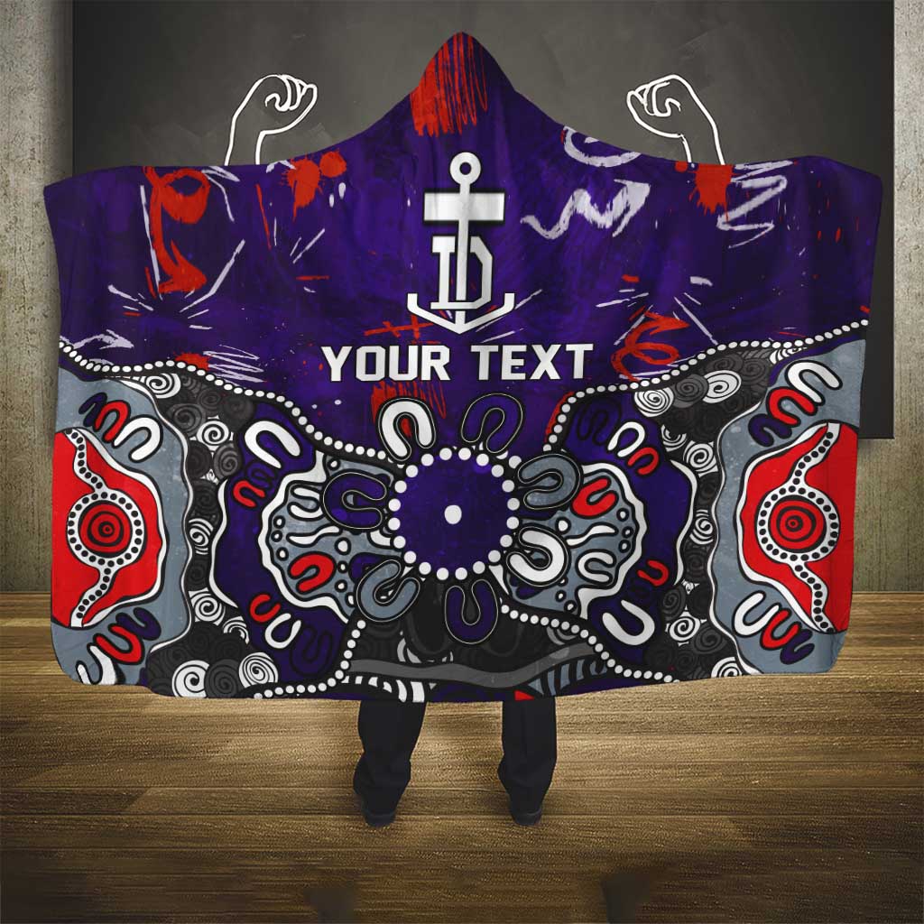Personalized Fremantle Dockers Hooded Blanket Aboriginal Dot Painting Graffiti Style
